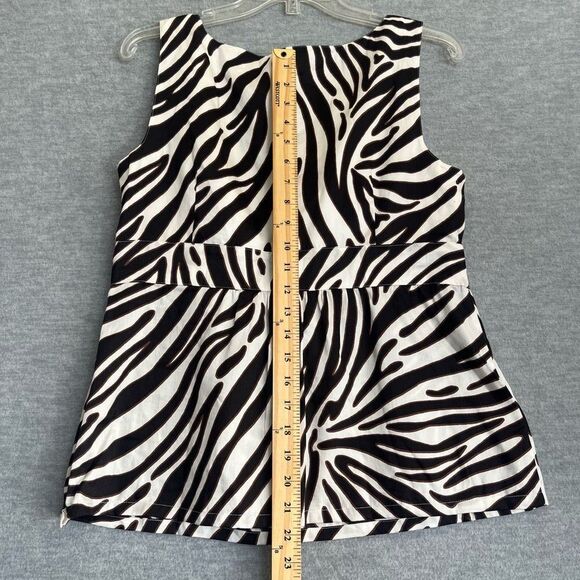 Ann Taylor Y2K Baby Doll Zebra Print Top Womens 10 Sleeveless Contrast Bow NWT - Picture 10 of 11